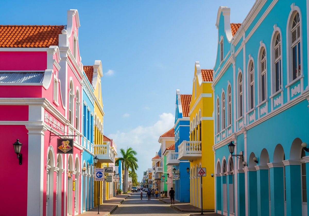 Colorful buildings in downtown Oranjestad