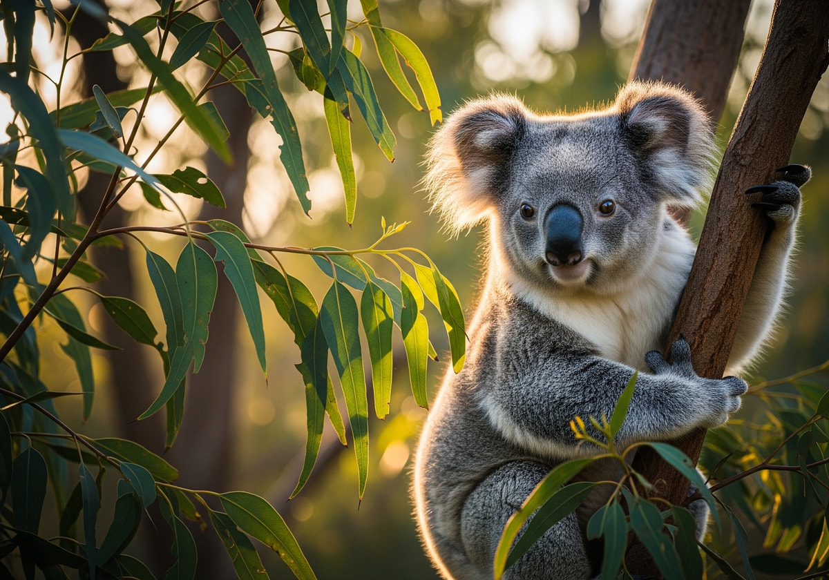Koala in eucalyptus tree