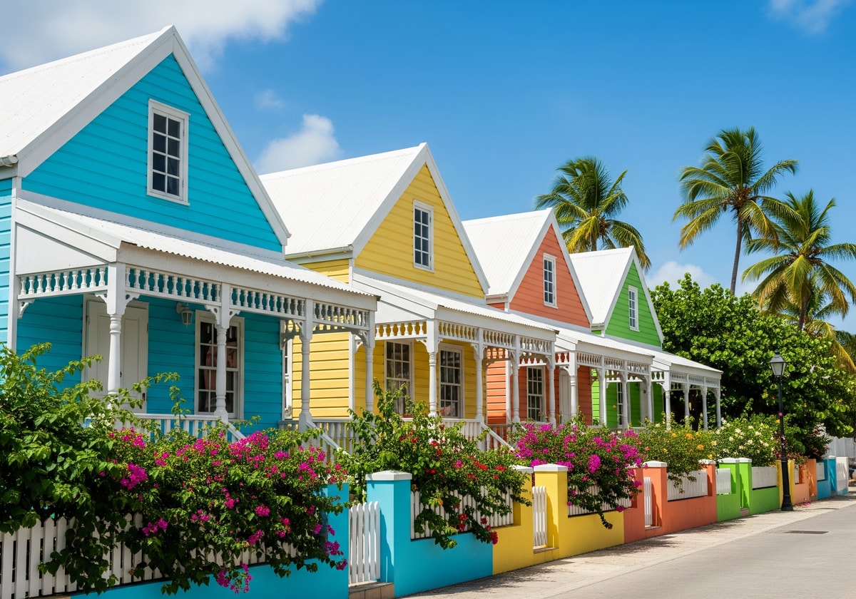 Colorful chattel houses in Barbados