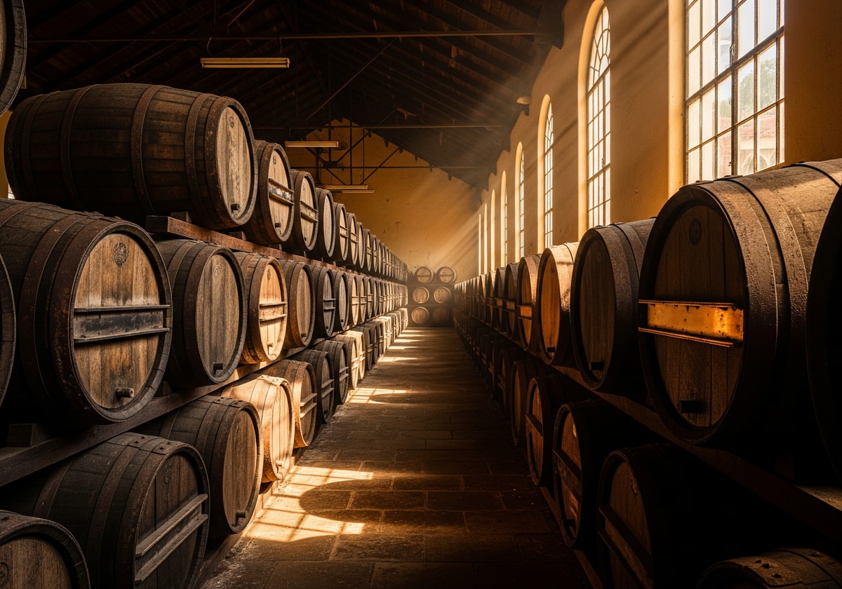 Rum distillery barrels in Barbados