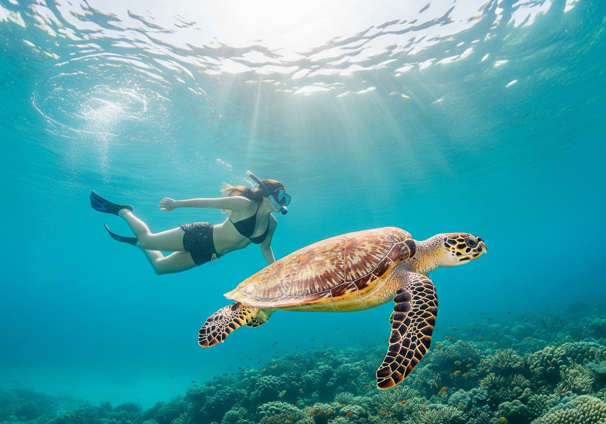 Swimming with sea turtles in Barbados
