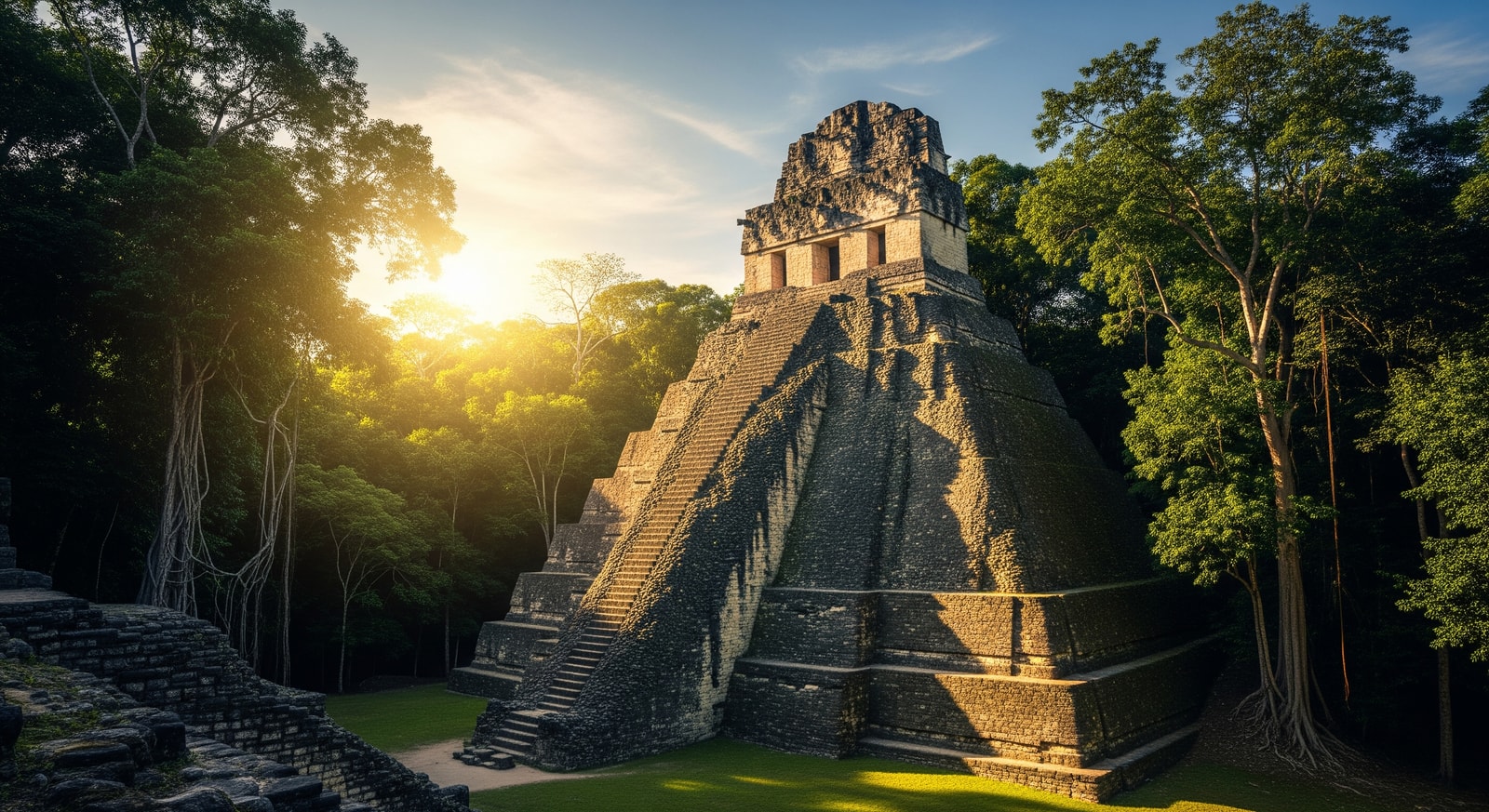 Xunantunich Mayan temple ruins in Belize with jungle backdrop
