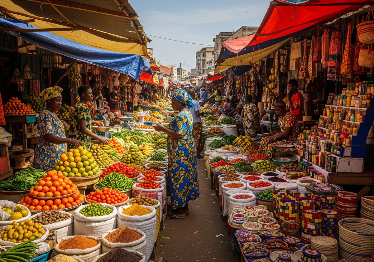 Colorful market in Cotonou