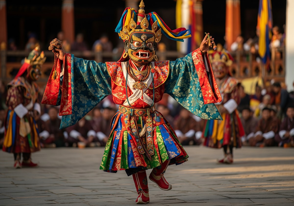 Masked dancer at Bhutanese festival