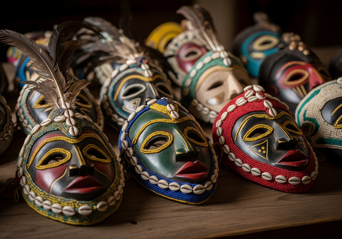 Traditional Cameroon festival masks