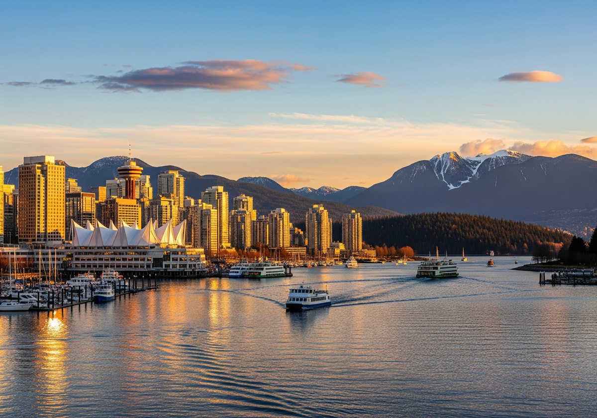 Vancouver harbor with mountains