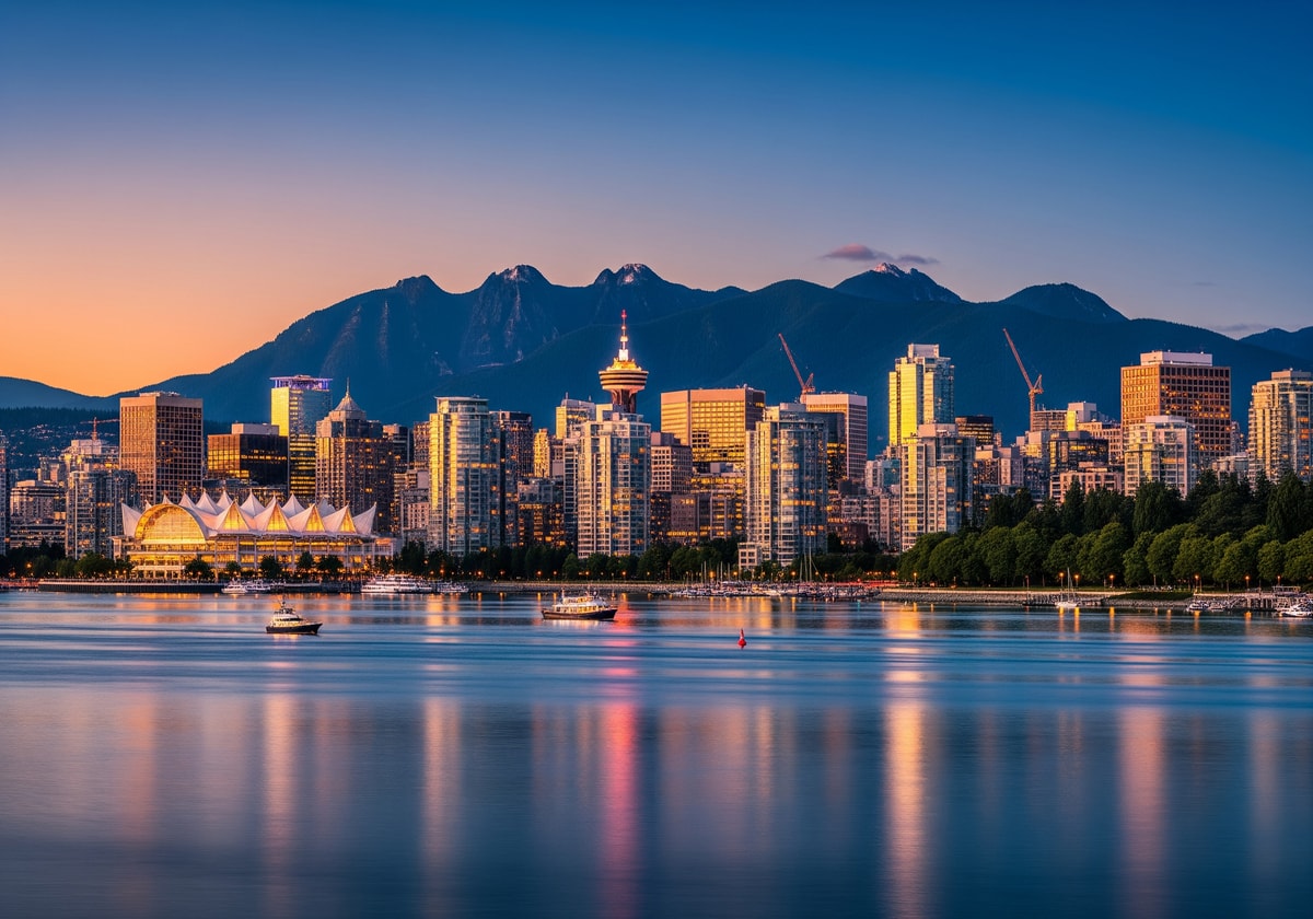 Vancouver skyline with mountains
