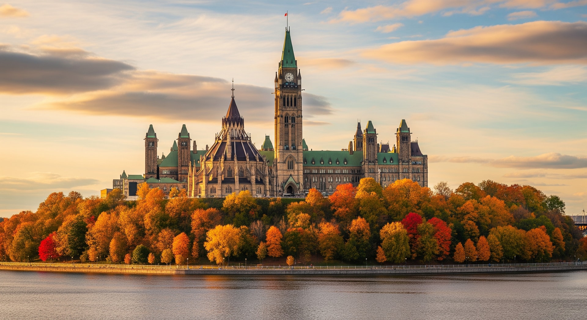 Parliament Hill in Ottawa with autumn colors