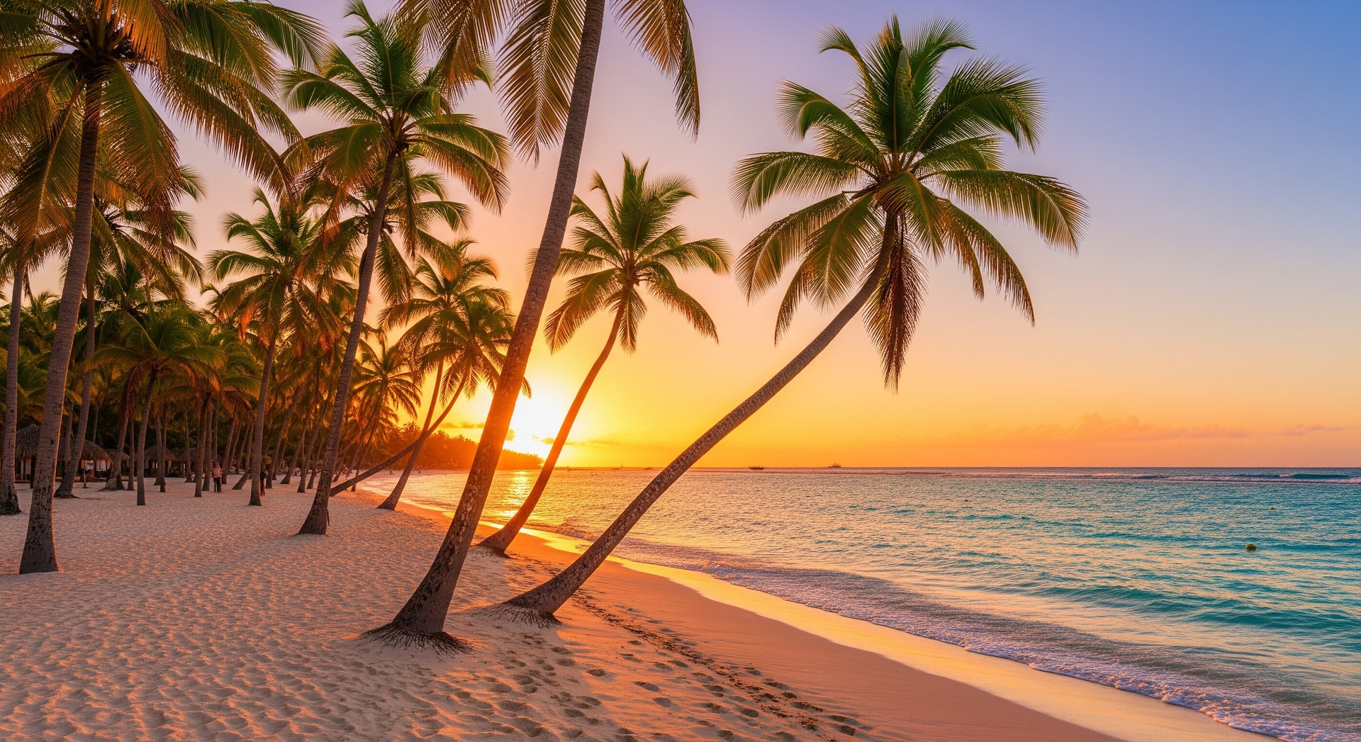 Punta Cana palm trees and turquoise beach