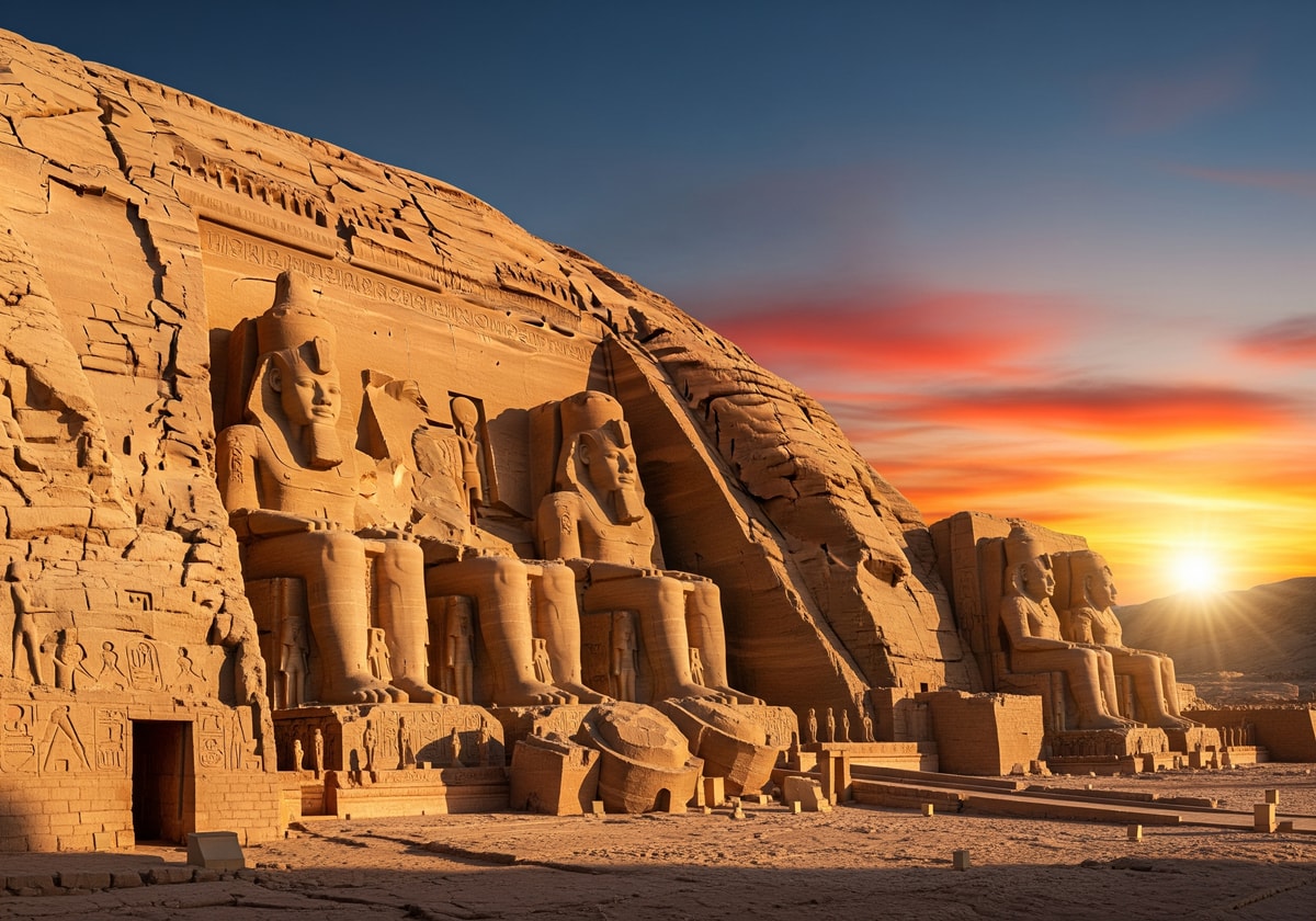 Abu Simbel temples at sunrise
