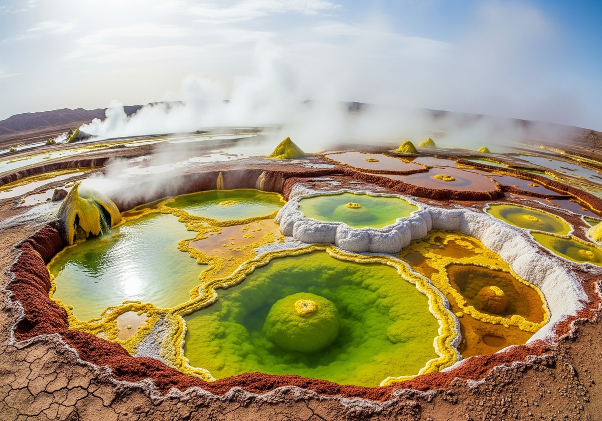 Colorful sulfur springs in the Danakil Depression