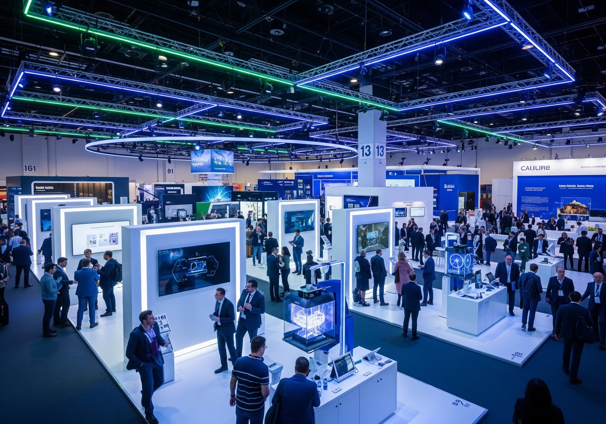 Modern exhibition hall setup for tech expo