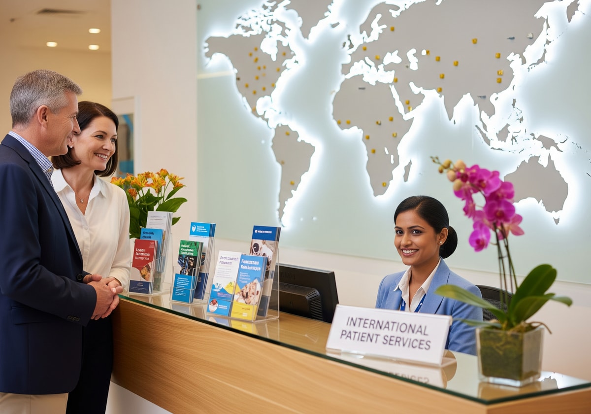 International patient services desk at Indian hospital