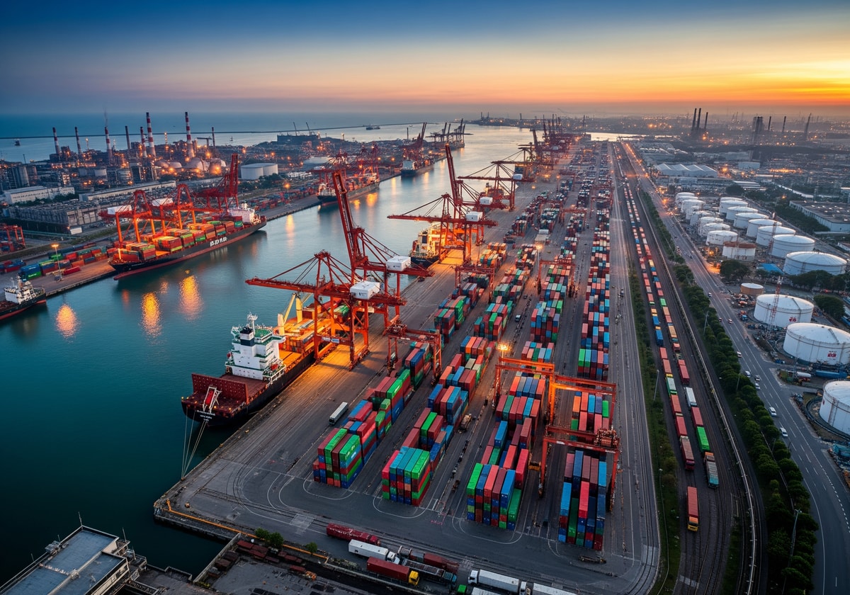 Surabaya port and industrial area