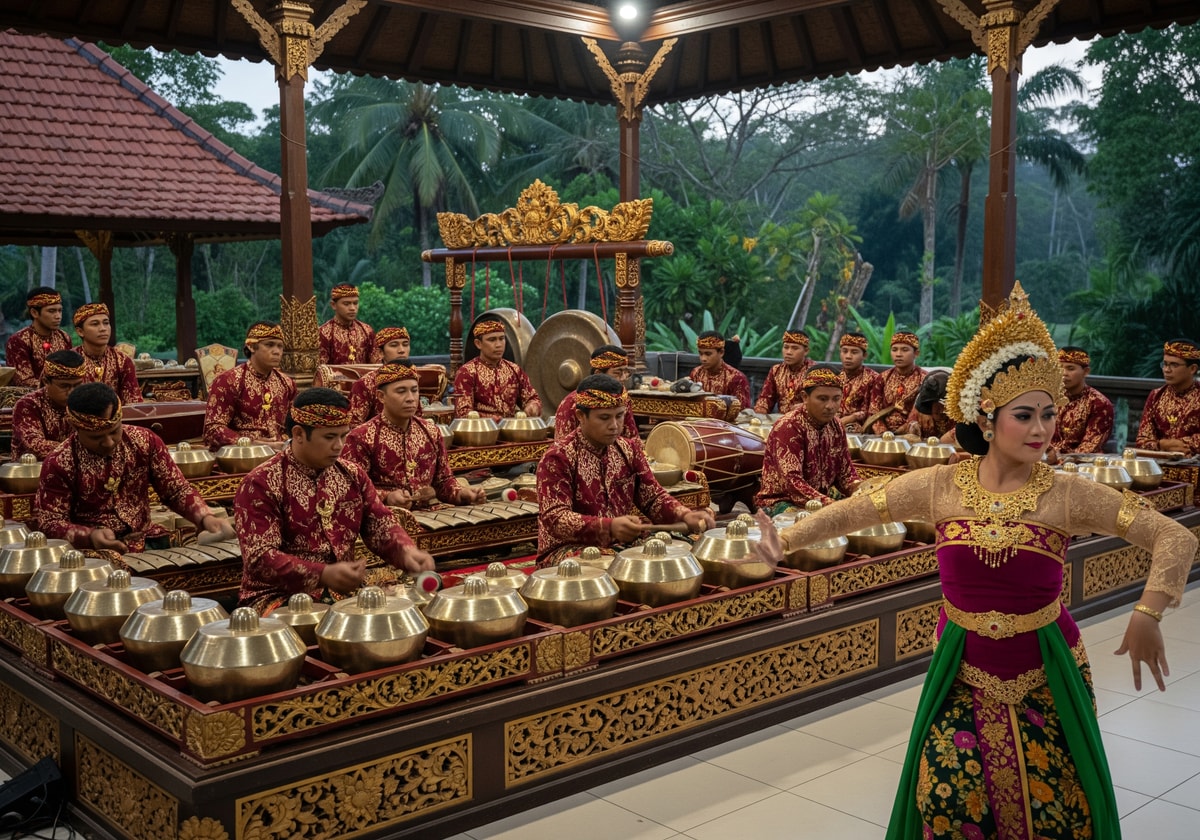 Gamelan orchestra performance in Java