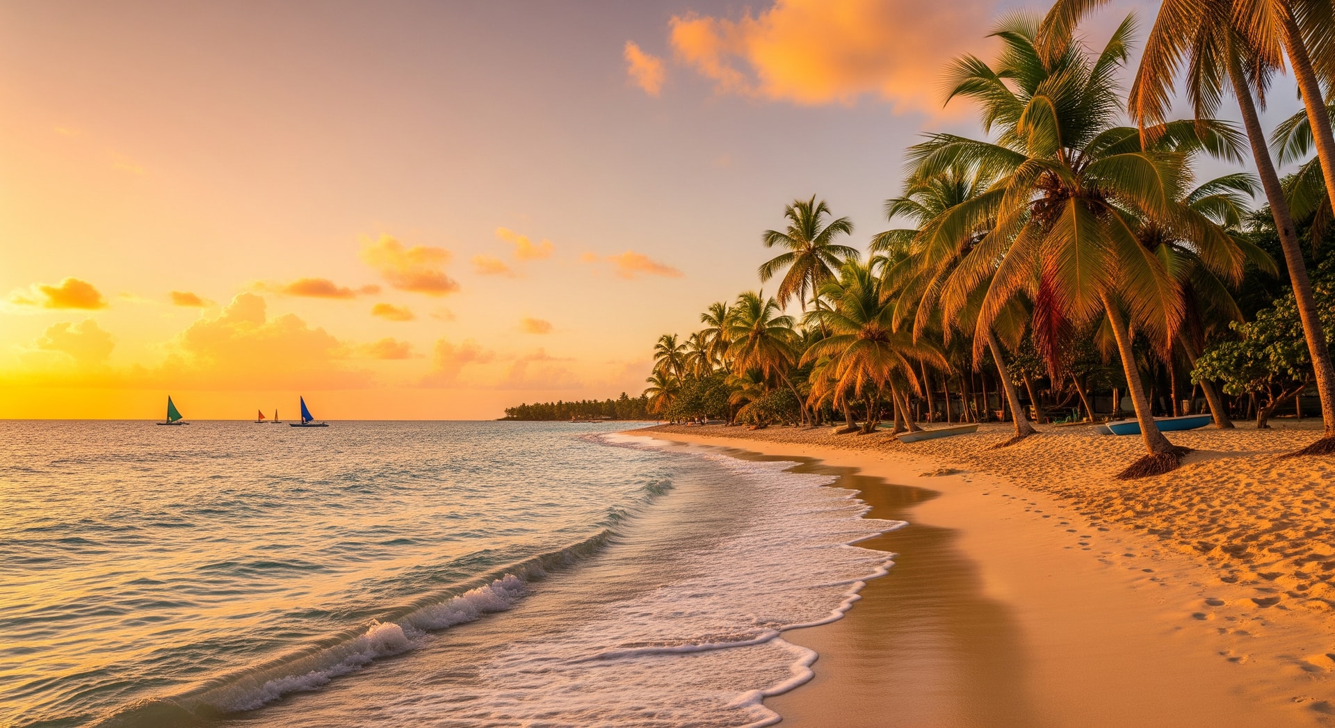 Beautiful Jamaican beach with turquoise waters and palm trees