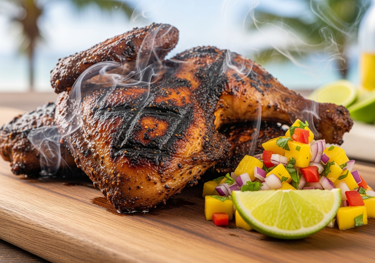 Traditional Jamaican jerk chicken