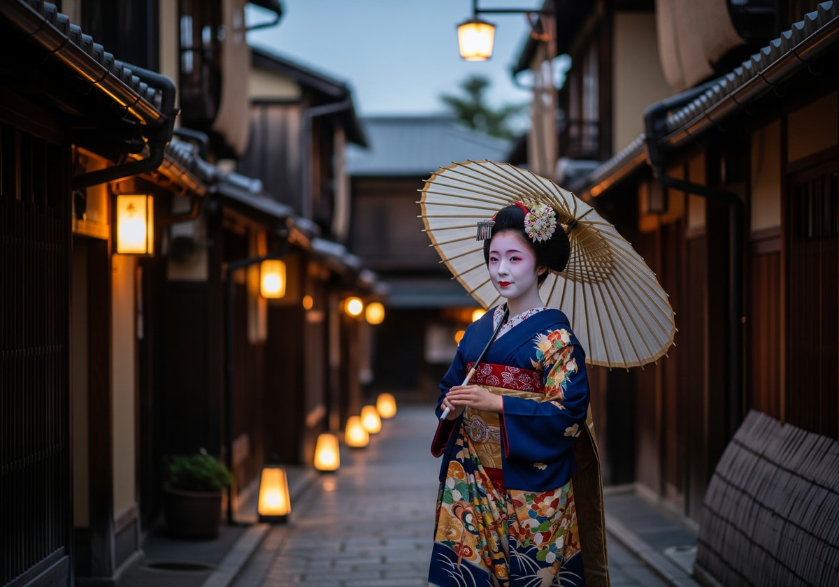 Traditional geisha in Kyoto's Gion district