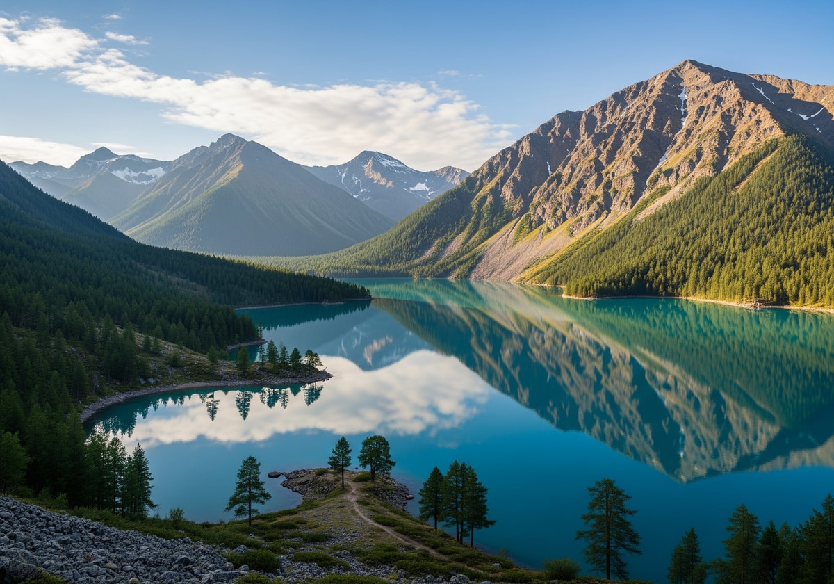 Kolsai Lakes surrounded by mountains