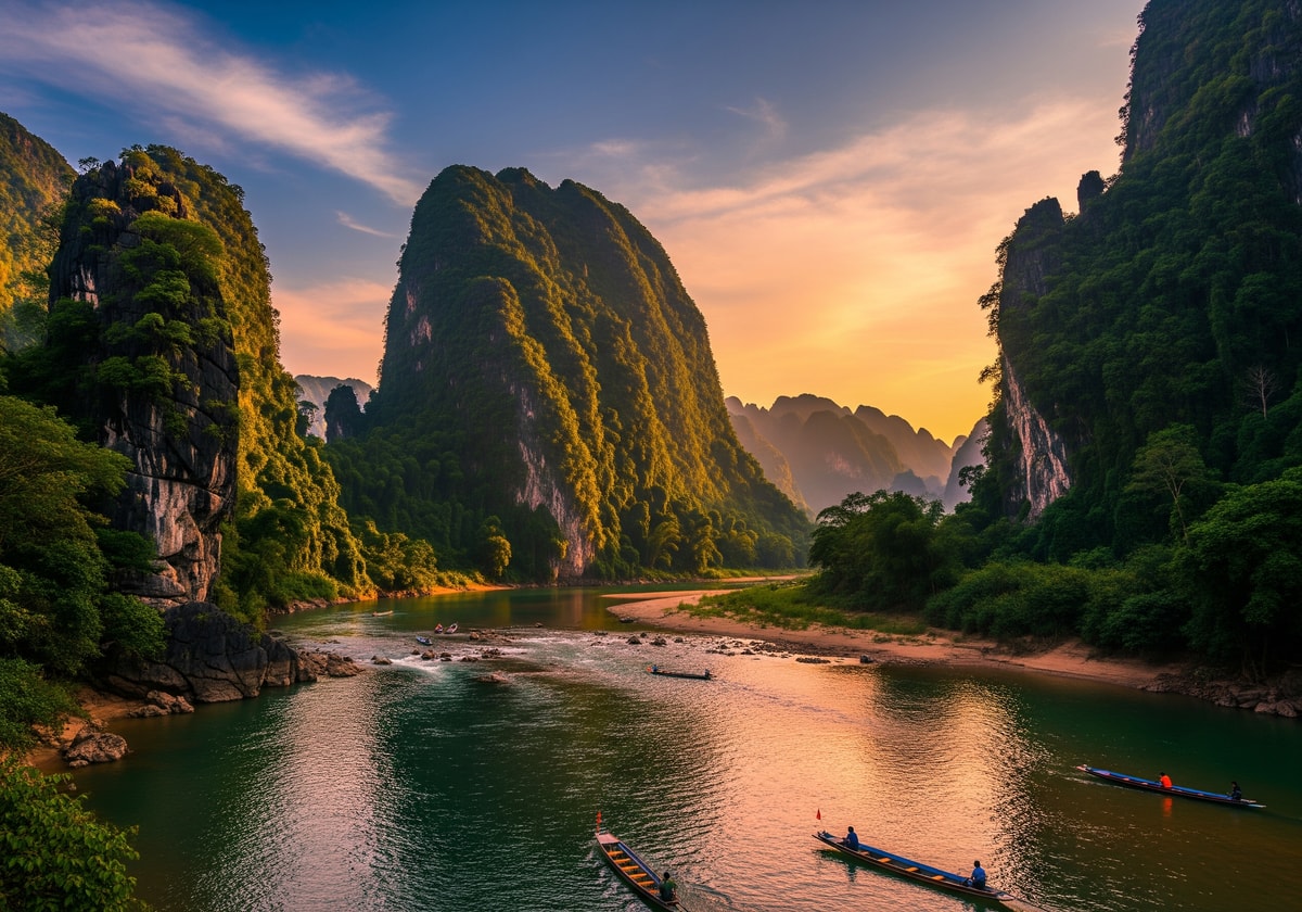 Limestone karst scenery in Vang Vieng