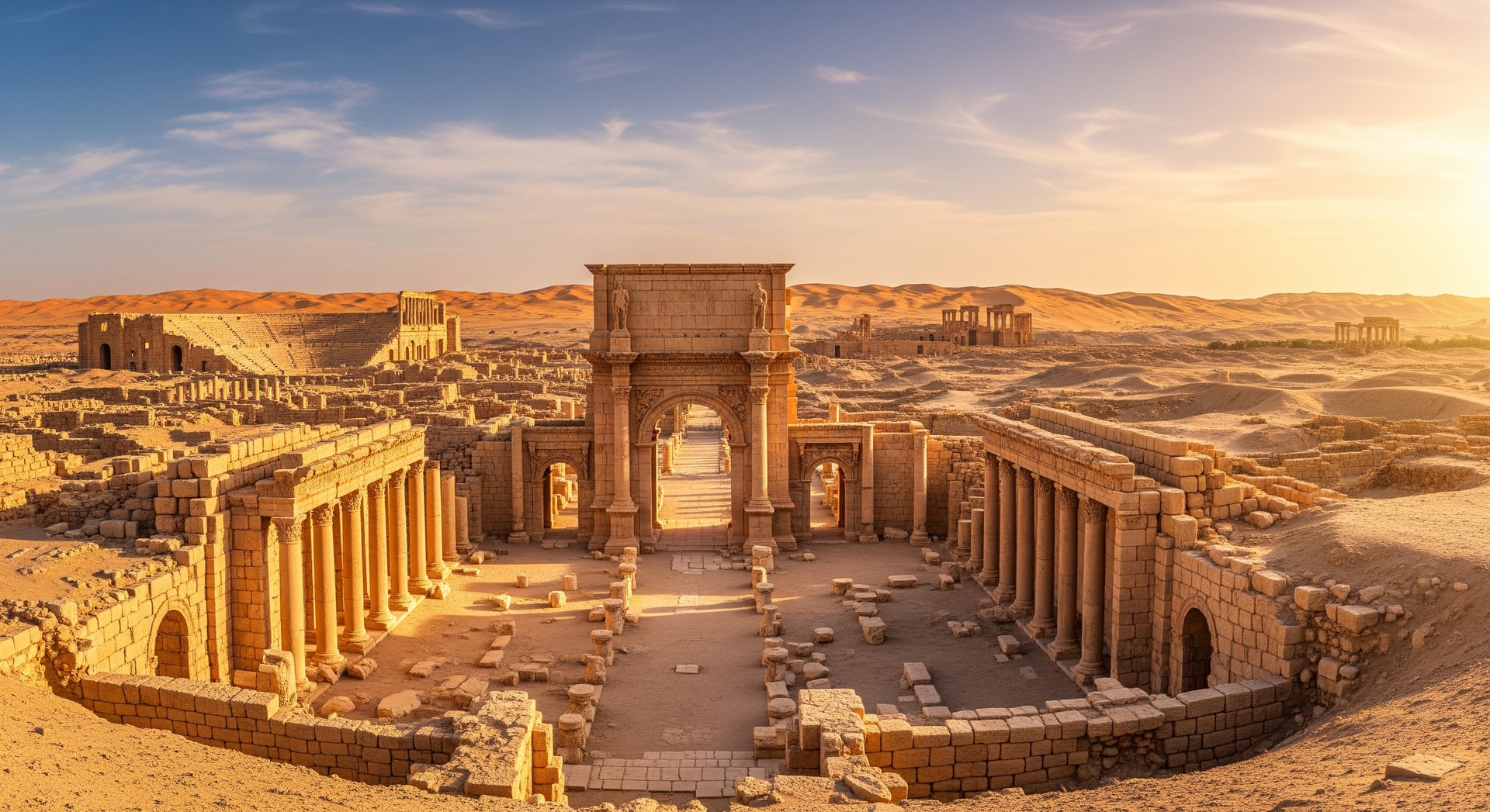 Ancient Roman ruins of Leptis Magna in Libya