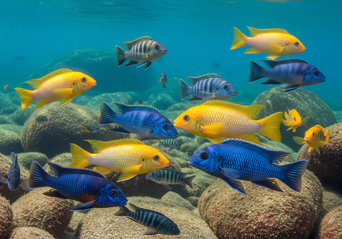 Colorful cichlid fish in Lake Malawi