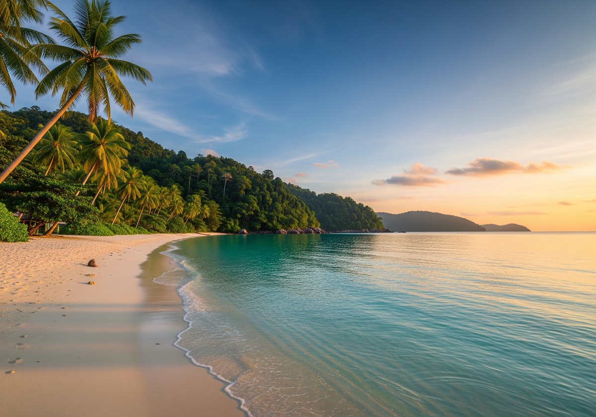 Langkawi beach with clear blue water and tropical scenery