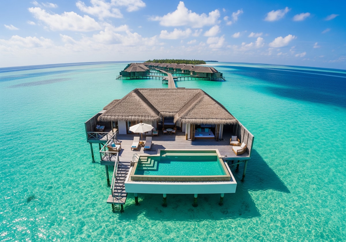Luxury overwater villa with private pool in the Maldives