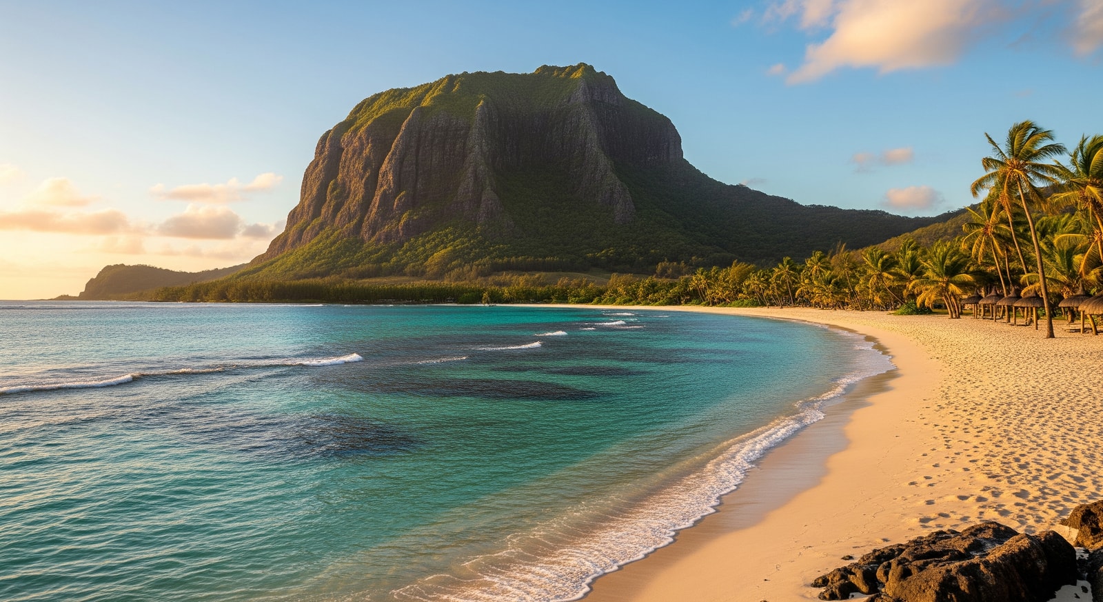 Le Morne Brabant mountain and beach in Mauritius