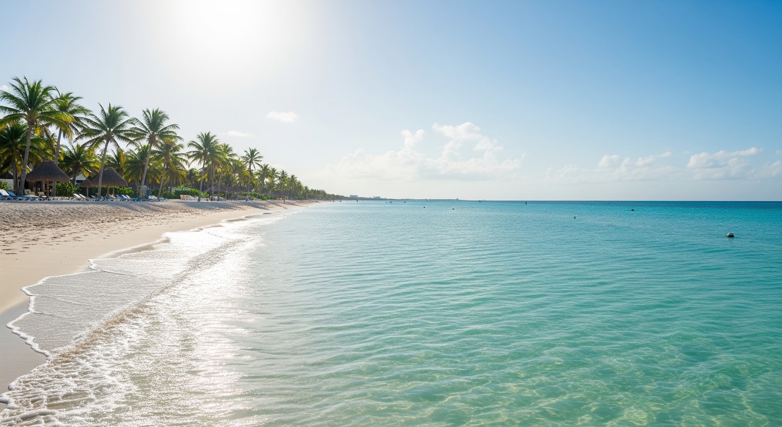 Beautiful Caribbean beach in Cancun Mexico with turquoise water