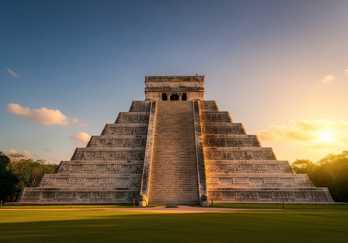 Ancient Mayan pyramid at Chichen Itza Mexico