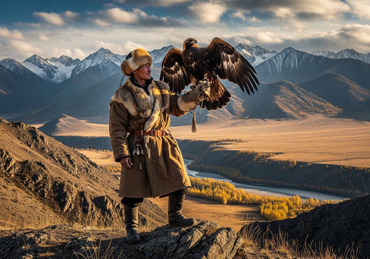 Kazakh eagle hunter in western Mongolia