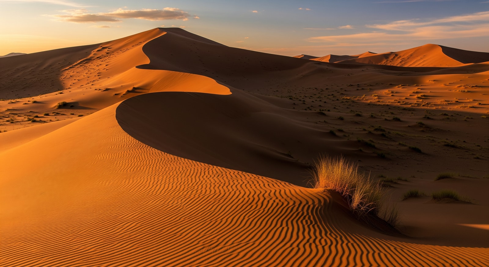 Dramatic sand dunes of the Gobi Desert in Mongolia