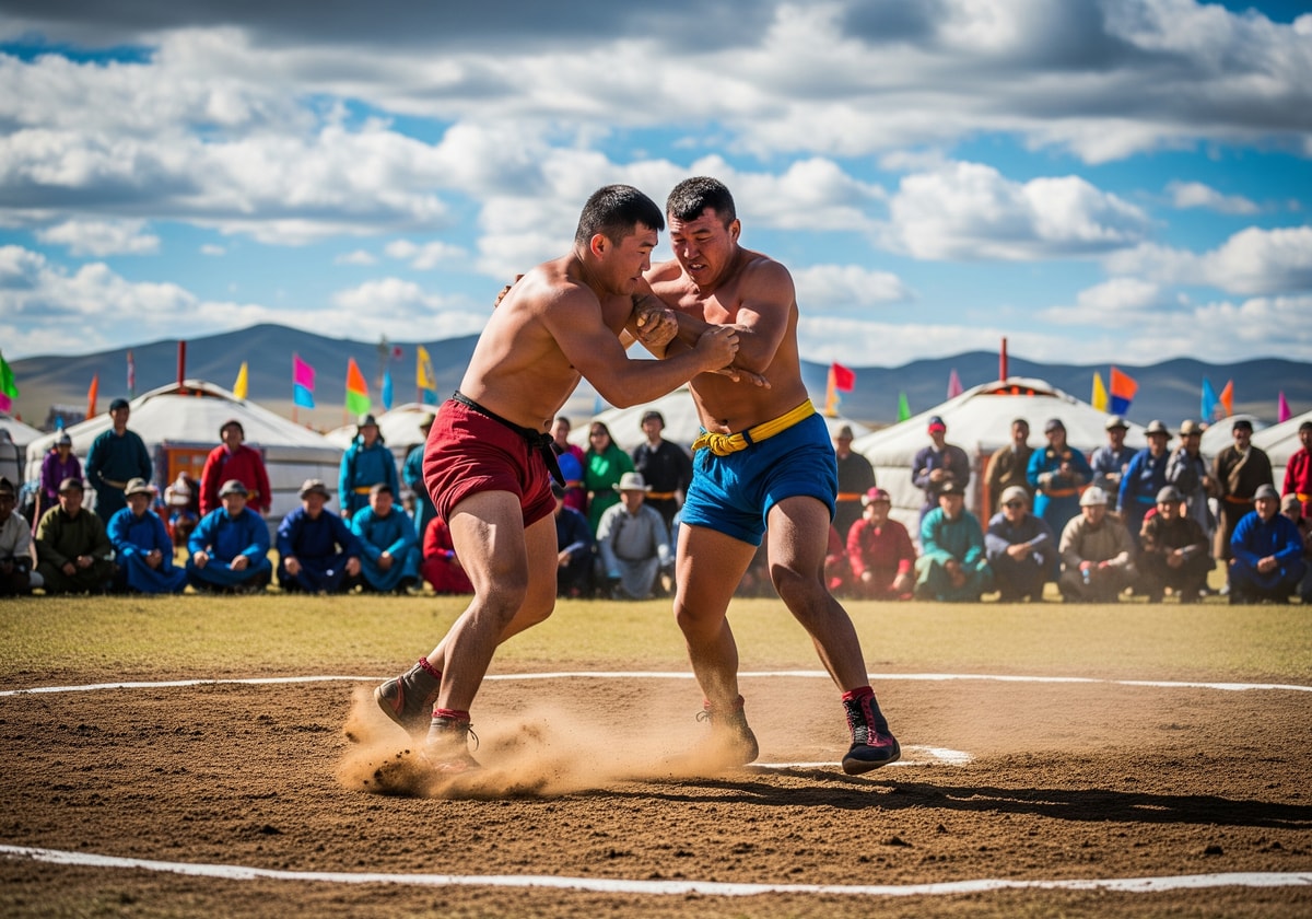 Traditional Naadam festival wrestling competition