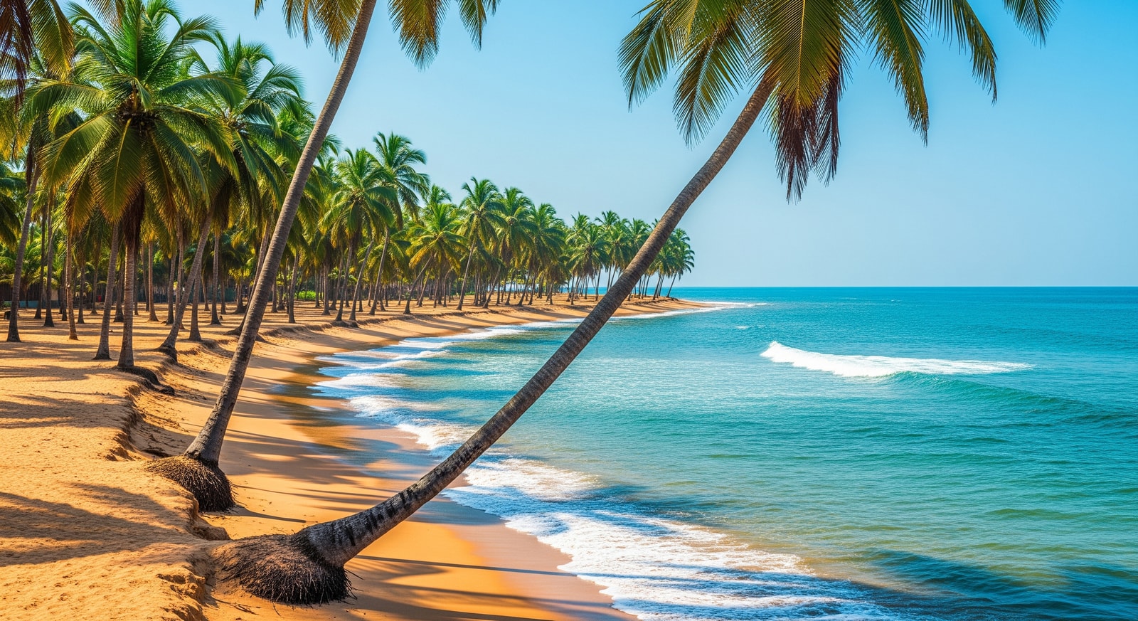 Beautiful Elegushi Beach in Lagos with palm trees and crystal blue water