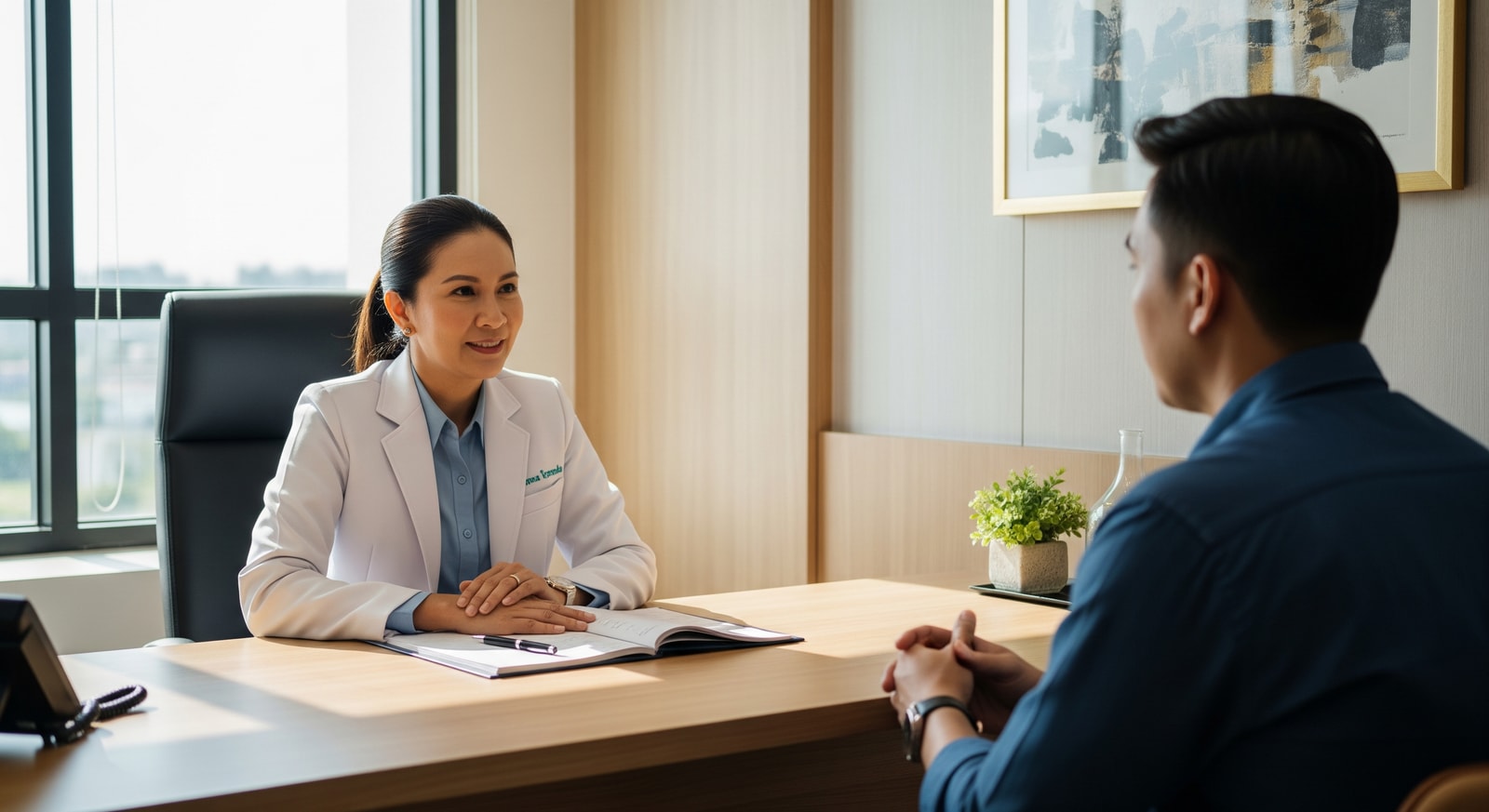 Doctor-patient consultation meeting in private office at Samitivej Hospital