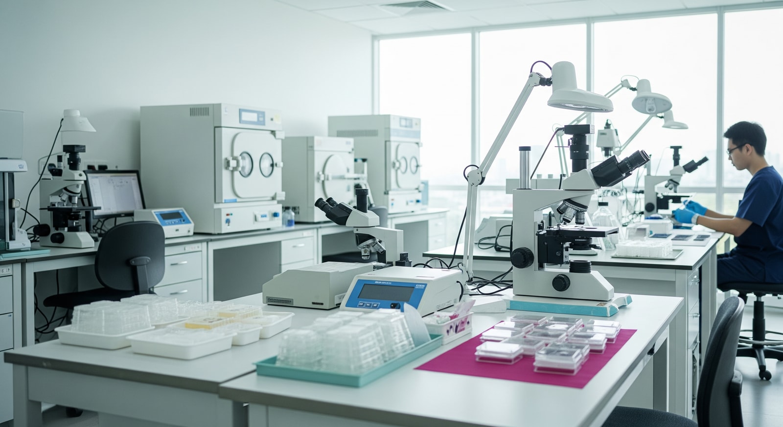 Advanced IVF fertility clinic laboratory with embryology equipment at Samitivej