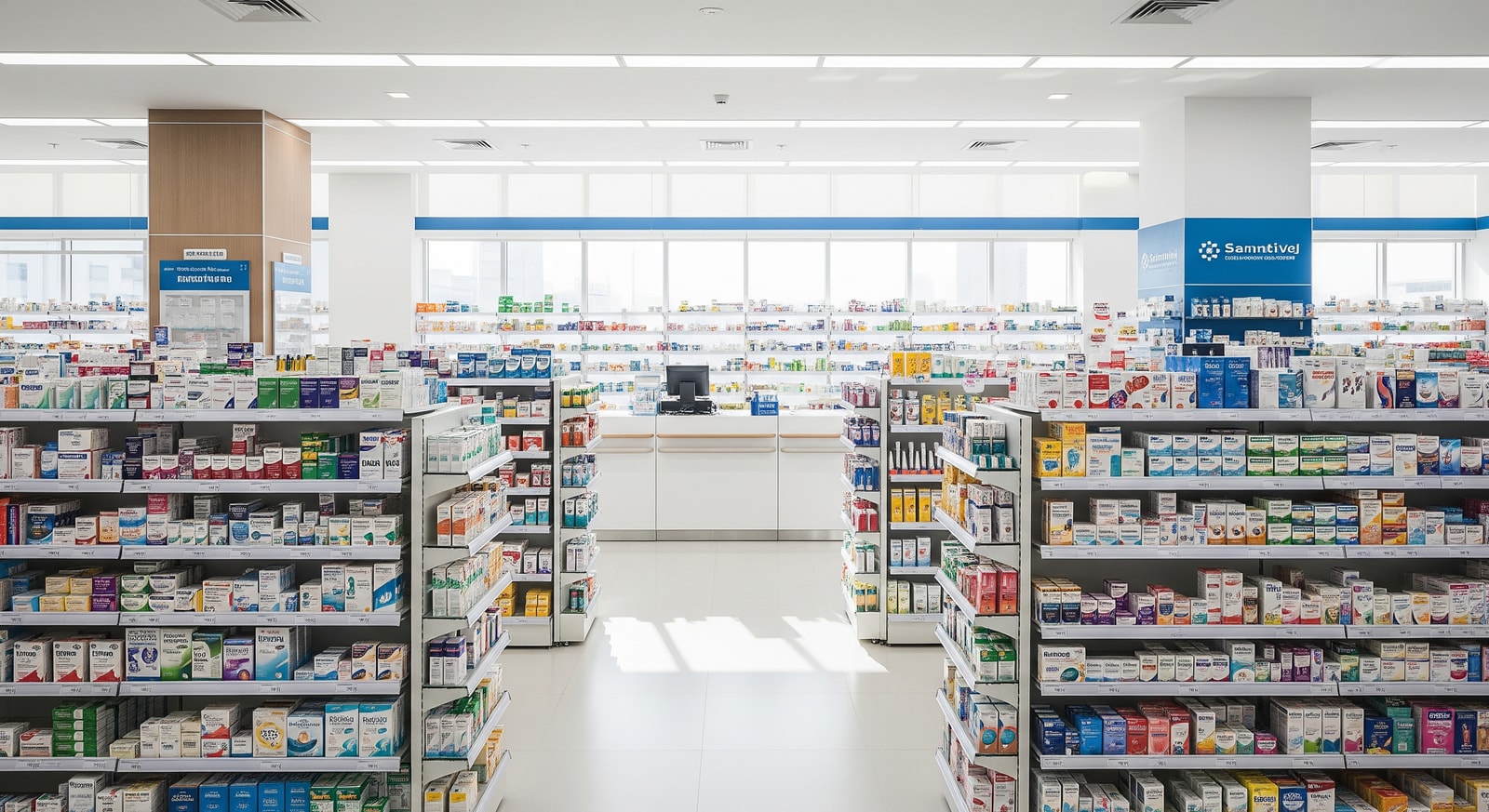 Modern hospital pharmacy with international medications at Samitivej
