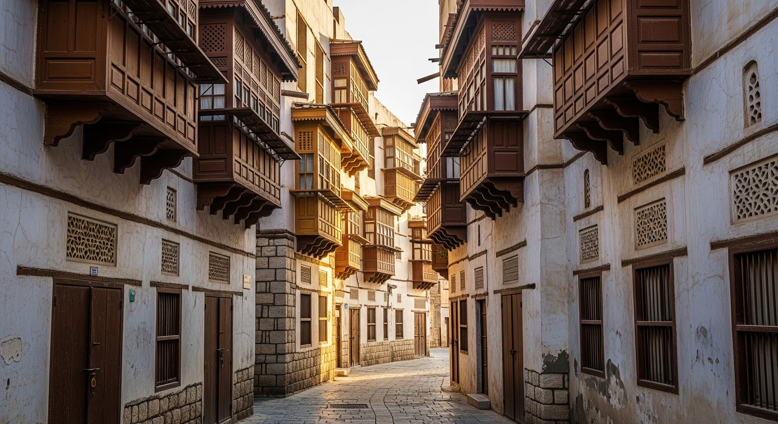 Historic Al Balad district in Jeddah with traditional Hejazi architecture