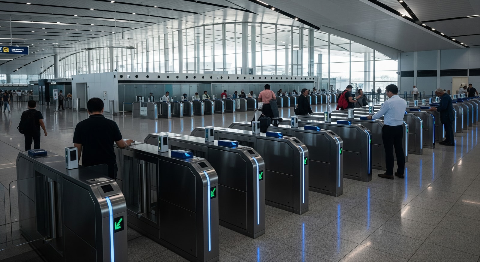 Singapore Changi Airport immigration hall with automated clearance gates