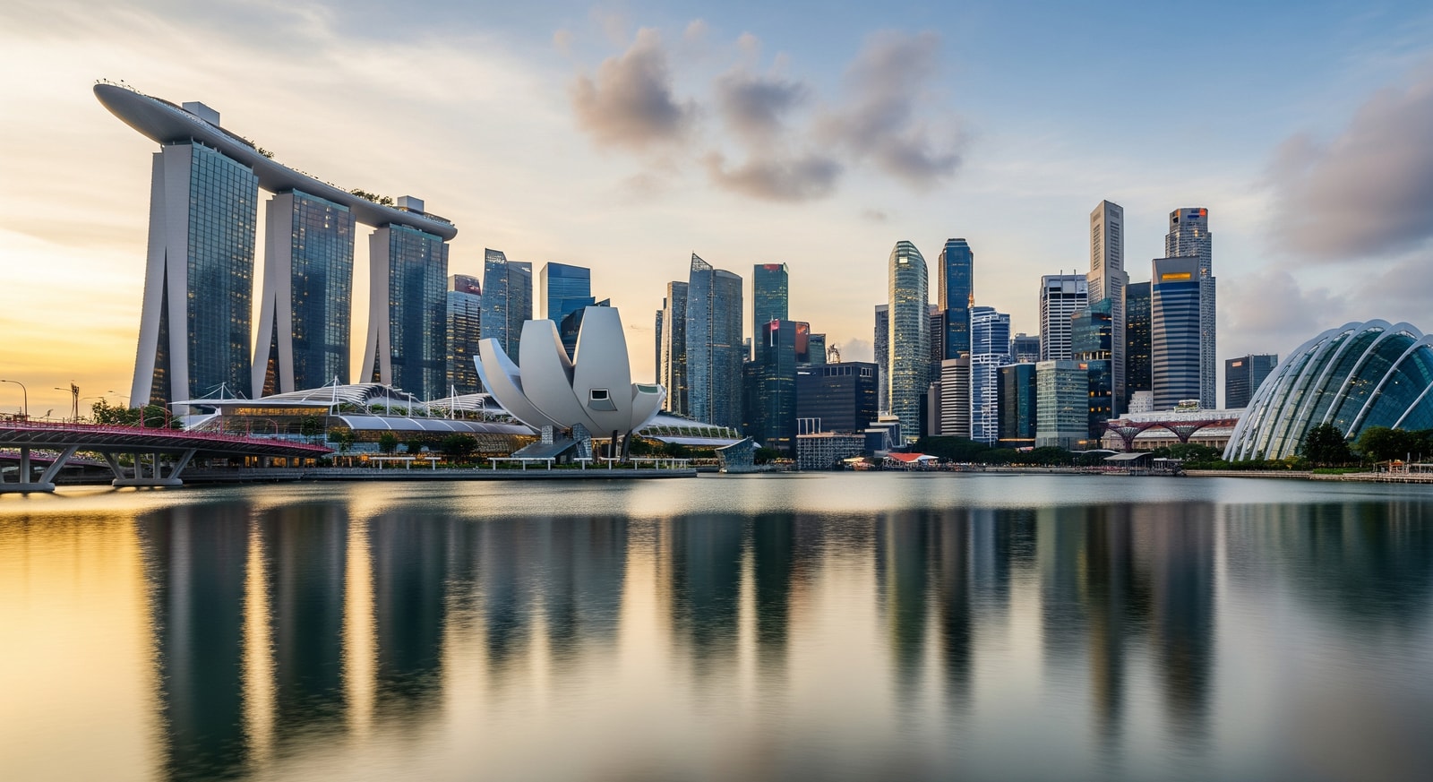 Singapore skyline view from Marina Bay with financial district buildings