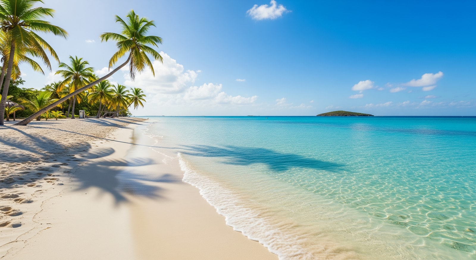 Beautiful white sand beach with turquoise water in Sint Maarten