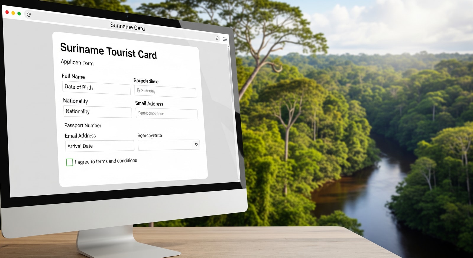 Suriname Tourist Card online application form showing required fields
