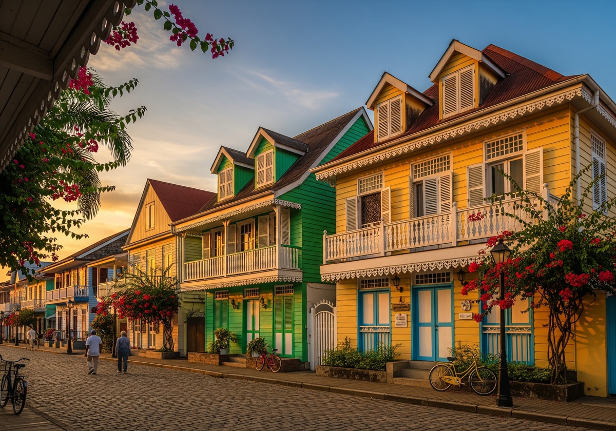 Historic wooden buildings in Paramaribo's UNESCO World Heritage city center