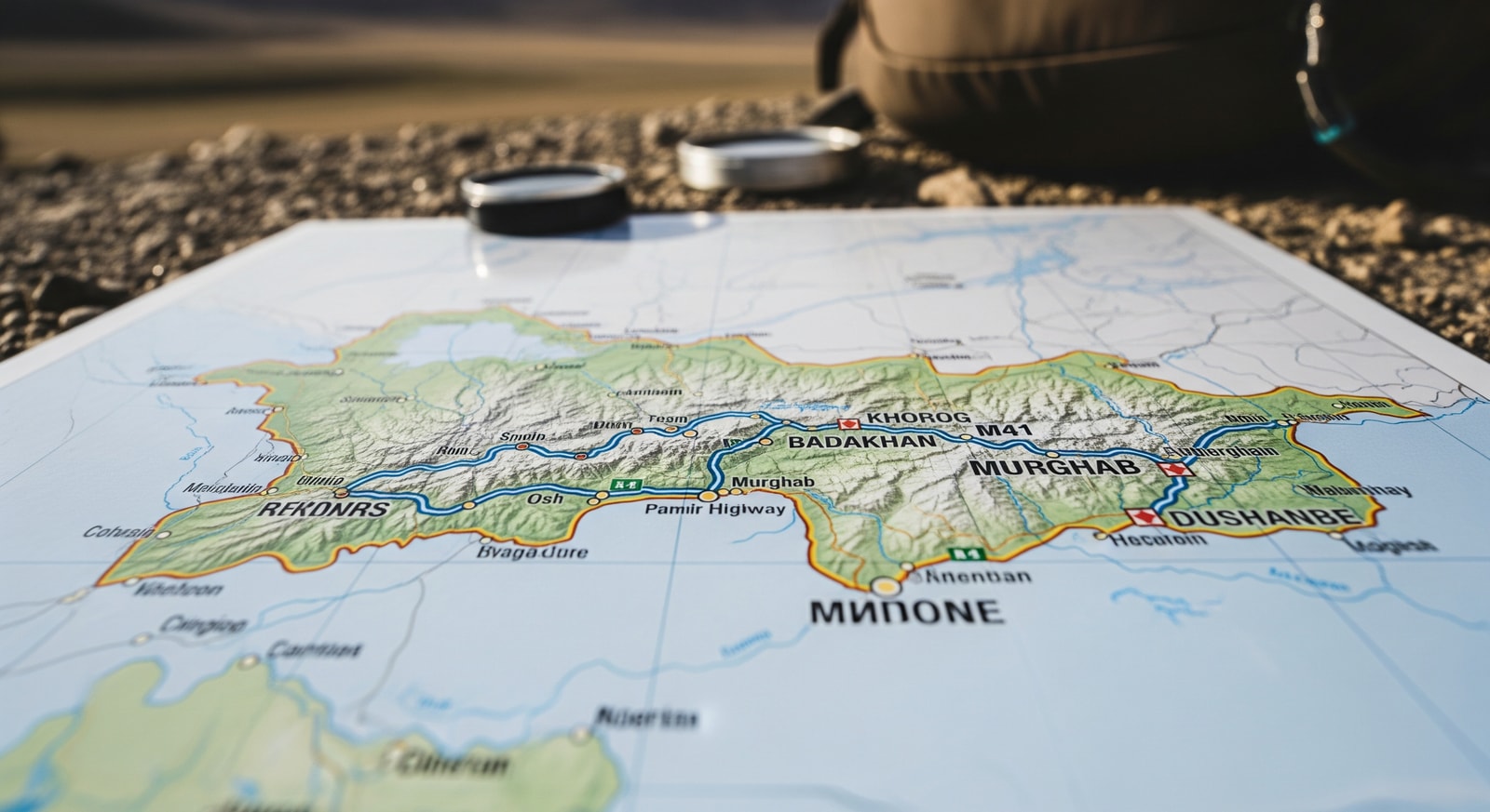 Map of Gorno-Badakhshan region showing Pamir Highway route and major destinations