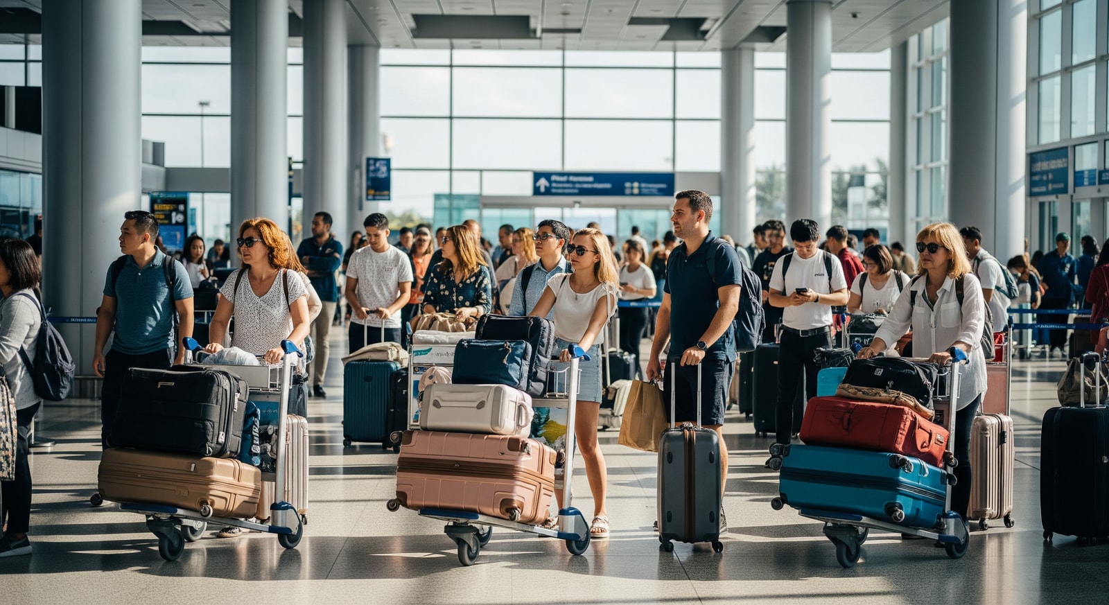 Phuket International Airport arrivals area with tourists
