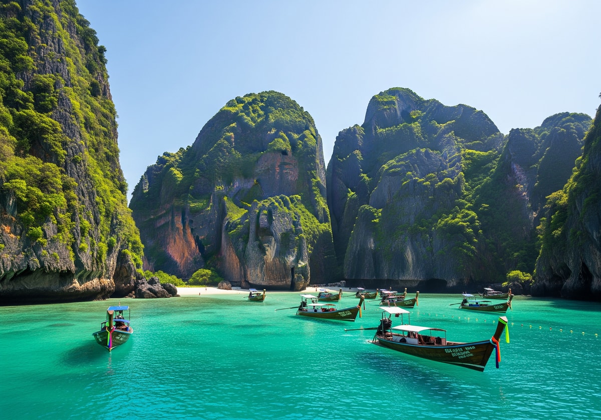 Dramatic limestone cliffs and turquoise waters at Koh Phi Phi