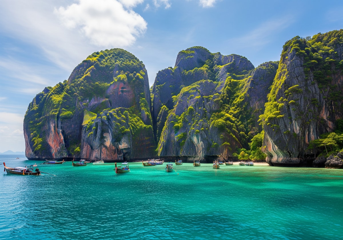 Stunning limestone cliffs at Phi Phi Islands