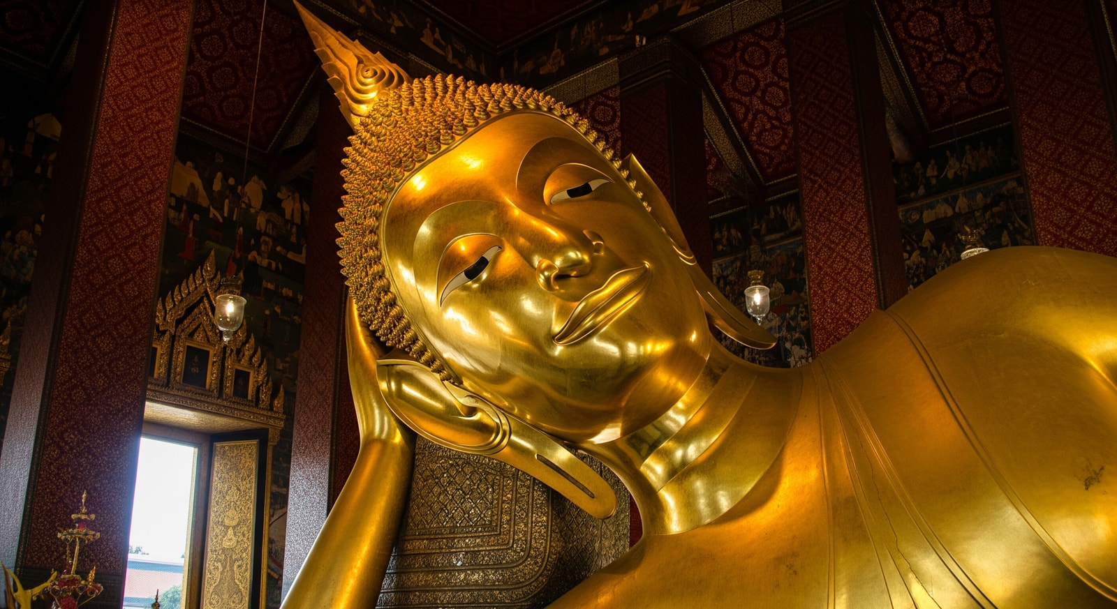 Golden Buddha statue at Wat Pho temple in Bangkok