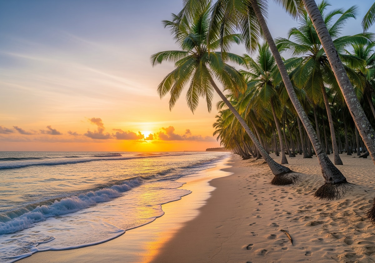 Palm trees along Togo's coastline